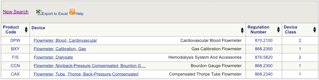 FDA screenshot - search results