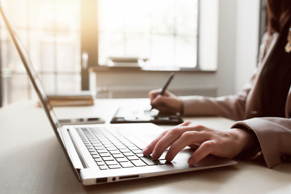 woman searching online